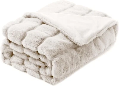 Faux Rabbit Fur Throw Blanket, Luxury Soft Warm Bubble Blanket Bed, Couch, Sofa, - image 1 of 4