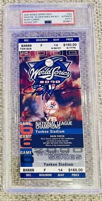 ROGER CLEMENS  2000 YANKEES WORLD SERIES SIGNED TICKET PSA/DNA MINT 9 LOW POP - Image 1 of 4