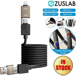 Universal 4in1 Type C USB A 65W Magnetic Charging Date Cable For Apple Samsung - Picture 1 of 10