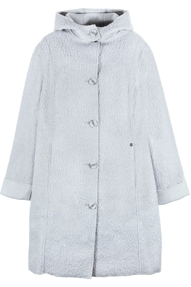 sheego Mantel Kurzmantel Bouclémantel Gehrock Damen Hellgrau Plusgröße - Bild 1 von 1