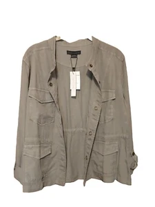 New Sanctuary Woman's Sz L Kaki Green Safari Jacket NWT Adjustable Sleeves/Waist - Picture 1 of 16