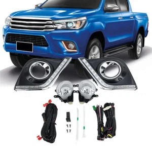 Set LED DRL Fog Light Driving Lamp Wiring Kit For Toyota Hilux Revo 2015-2018 - Picture 1 of 15