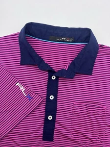 Polo Ralph Lauren RLX Pocket Polo Shirt Men’s Pink/Blue Stripe Size Large - Picture 1 of 10