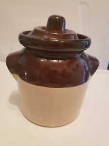 VTG Bean Crock with Lid Two Tab Handles - Picture 1 of 12