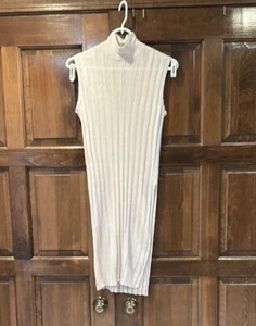 Zara Linen Blend High Neck Knit Sleeveless Tunic Vest Women's Size Medium - Picture 1 of 7