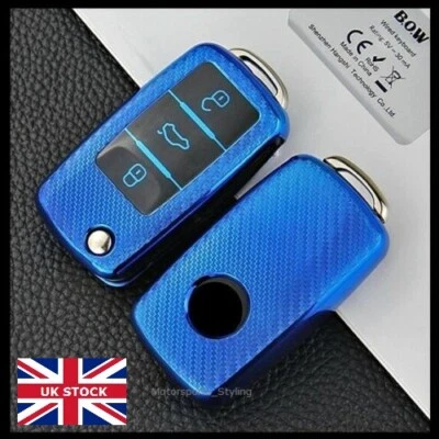 Carbono Azul Llave Funda Para Seat Leon Ibiza Mii Altea Funda Mando Coche t57cf - Imagen 1 de 4
