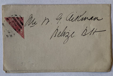 1891 BRITISH HONDURAS BISECT CANCELED STAMP ON FOLDED COVER PAPER Cover