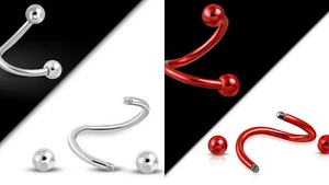 Piercing Spirale Lippe Bauchnabel Augenbraue Ohr Intim Chirurgenstahl Silber Rot - Bild 1 von 3