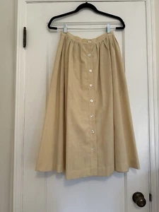 Vintage 50s/60s Union Made Beige Button Up Midi Skirt - Size 12 - Picture 1 of 6