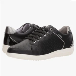 GEOX size 6 Respira Womens D Nihal Black Leather Fashion Sneakers Athletic shoes - Picture 1 of 7