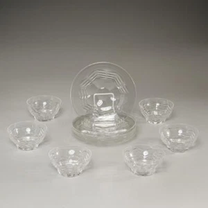 Royal Leerdam Niederlande geschnittene Kristall-Fingerschalen mit Unterplatten 6er Set - Bild 1 von 5