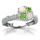 Lab-Created Peridot With Natural Opal Gemstone 925 Sterling Silver Wedding Ring