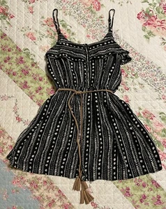 ✅ Forever 21 Juniors sz Medium Black Dress w/ Brown Braided Belt Tie - Picture 1 of 11