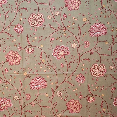 Floral Pink on Grey Rounneries Deux French General Moda Cotton Fabric 13601 26"L - Image 1 of 4