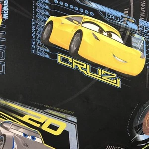 Disney Cars Cruz Black Novelty Fabric 100% Cotton Kids Childrens Per Metre - Picture 1 of 4