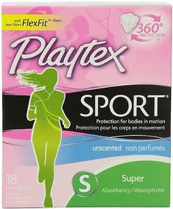 Playtex Sport Super Absorbency Unscented Tampons with FlexFit 18 Count Pack of 3 - Picture 1 of 1