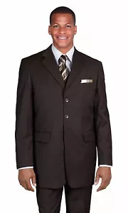 Men's Basic 2, or 3 button Jacket and Pants Solid 2 Piece Set By Fortino Landi - Picture 1 of 6