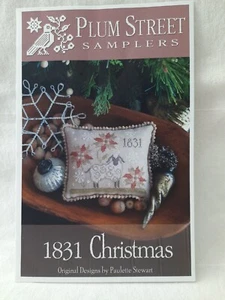Plum Street Samplers ~ 1831 Christmas ~ Cross Stitch Pattern ~ Sheep Poinsettia - Picture 1 of 5