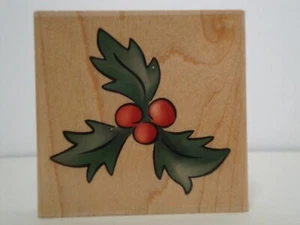 HOLLY Stampabilities G1007 Holzhalterung Gummistempel Weihnachten Beeren Urlaub - Bild 1 von 4