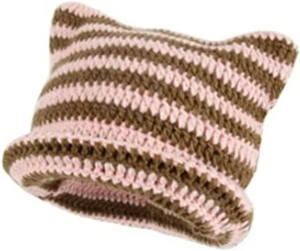 Crochet Hats for Women Cat Beanie Vintage Beanies Women Fox Hat Grunge Accessori - Picture 1 of 12