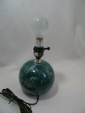 Table Lamp Electric Green & White Ceramic Faux Marble Look 60W 12" Tall New