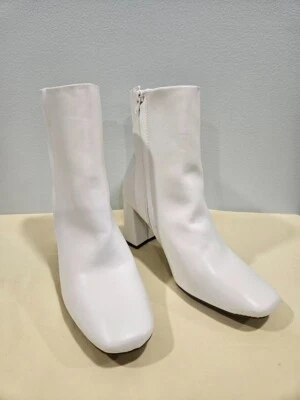 Sugar Women Block Heel Ankle Bootie Element Size 10M White Smooth Faux Leather - Image 1 of 4