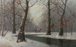 Manner of Louis Benton Akin - Native American Mid 20th Century Oil, On the Hunt - Picture 1 of 7