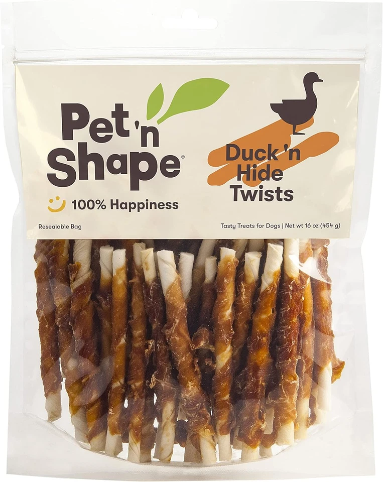 Pet 'N Shape Duck 'N Hide Twists - Golosinas naturales envueltas en cuero crudo para perros, pequeñas Foto 1 de 4