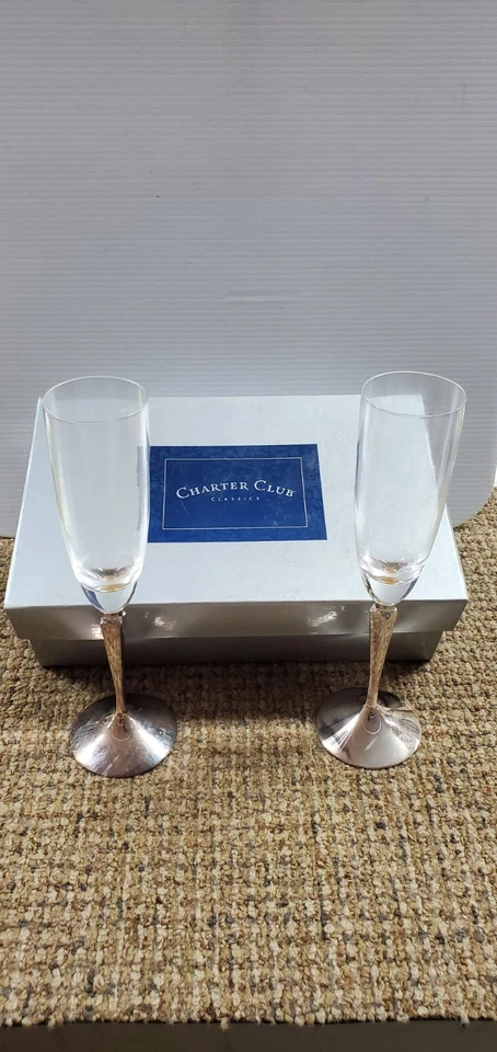MACY'S Charter Club Toasting Flutes - Silverplate S#00A98BR623 (FC43-T-G951) - Изображение 1 из 4