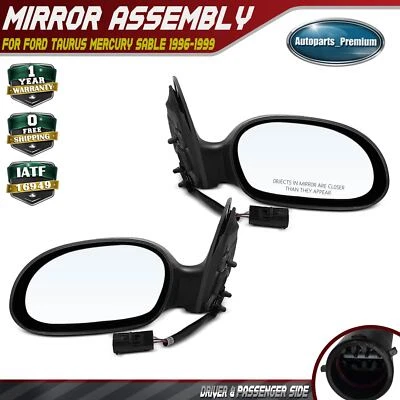 2 черных гладких зеркала с электроприводом для Ford Taurus Mercury Sable 1996 1997 1998-1999 - Изображение 1 из 4