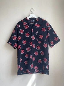 DRAGONFLY M Dragon Iron Cross Red & Black Button Camp Shirt - Medium - Picture 1 of 5