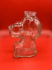 Vintage Peanuts Snoopy Coin Piggy Bank Heavy Clear Glass 6” Tall Figural