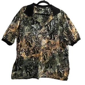RUM REGGAE Men Polo Los Isle Shirt Size XL Multicolor Vacation Travel 59-4 - Picture 1 of 8