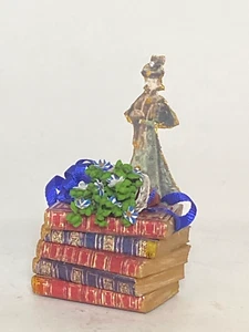 Artisan Book Stack Flowers Mrs. Caroline Astor  Paper Doll Dollhouse 1:12 OOAK - Picture 1 of 15