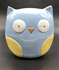 AD Sutton 2015 Owl Pets Animal Piggy Bank Blue Yellow Cute - Picture 1 of 5