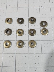 Vintage 11 Replacement Brass Colored Metal Buttons Junk Journal  - Picture 1 of 4