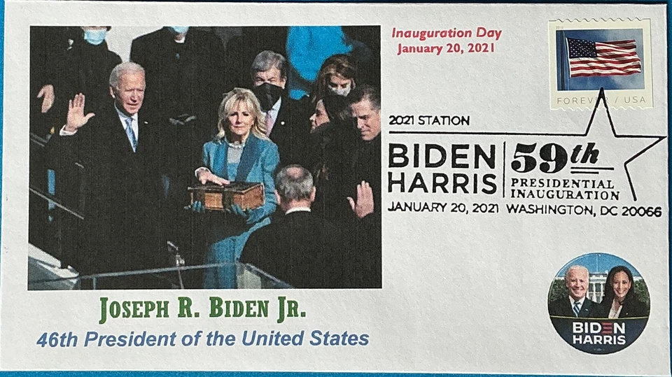 Thrifty Photo Cachets Inauguration Day 2021 Joseph R. Biden Jr with Wife Jill - Image 1 of 1