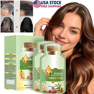 Tinte de pelo de plantas naturales burbuja nuevo a base botánica para color de cabello gris tinte de burbujas Foto 1 de 4