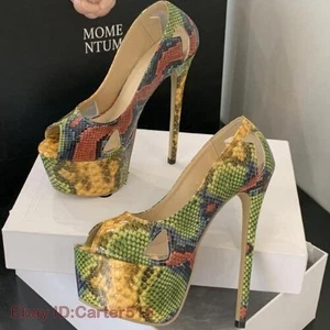 Womens Platform Stilettos High Heels Sandals Peep Toe Color splicing Party Shoes - Picture 1 of 6