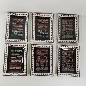 Lot Of 6 Contract Bridge Point Score Chart Smoked Glass Trinket Trays - Picture 1 of 5