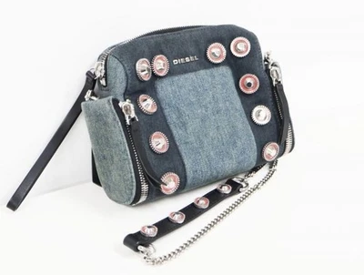 Diesel Denim Studded Silver Chain Shoulder Bag Vintage Authentic - Image 1 of 4