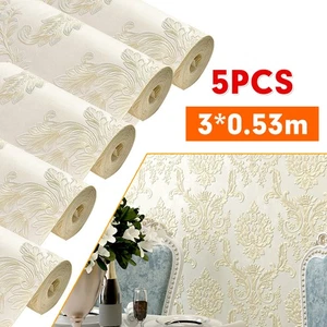 1/2/3/5X 0.5 x 3M Self-adhesive Embossed Textured Floral Wallpaper Wall Sticker - Picture 1 of 12