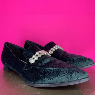 Mocasín Marc Fisher Kneel Terciopelo Verde Perla Adornado Talla 8 Foto 1 de 4