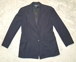 Blazer de lana vintage Ralph Lauren para mujer negro azul botones de metal talla 8 - Imagen 1 de 13
