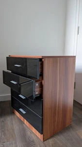 High Gloss Chest of 4 Drawers Storage Cabinet Bedroom Furniture Set Multicolor - Picture 1 of 5