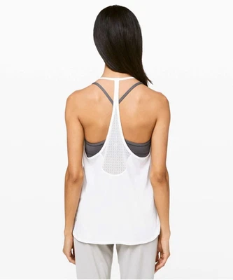 Lululemon Top Women 10 White Delicate Day Tank Mesh Racerback Athletic - Image 1 of 4