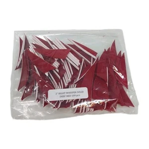 100 Pack Bullseye Feathers 2" Right Wing: Shield Whisper Solid Deep Crimson Red - Picture 1 of 3