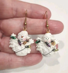 Pendientes de Navidad ligeros muñeco de nieve de resina perforados, 1,5", D45 - Imagen 1 de 3