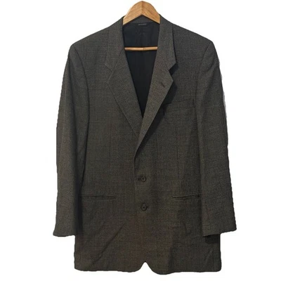 Blazer Barneys New York Vintage Años 80 90 100% Lana Gris Micro-Check 42R Hecho en EE. UU. Foto 1 de 4
