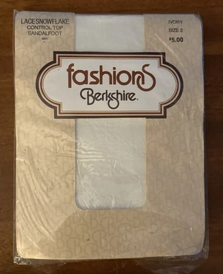 Pantimedias de Colección Años 80 Berkshire Marfil Patrón Texturizado Encaje Copo de Nieve Talla 2 NUEVAS Foto 1 de 4